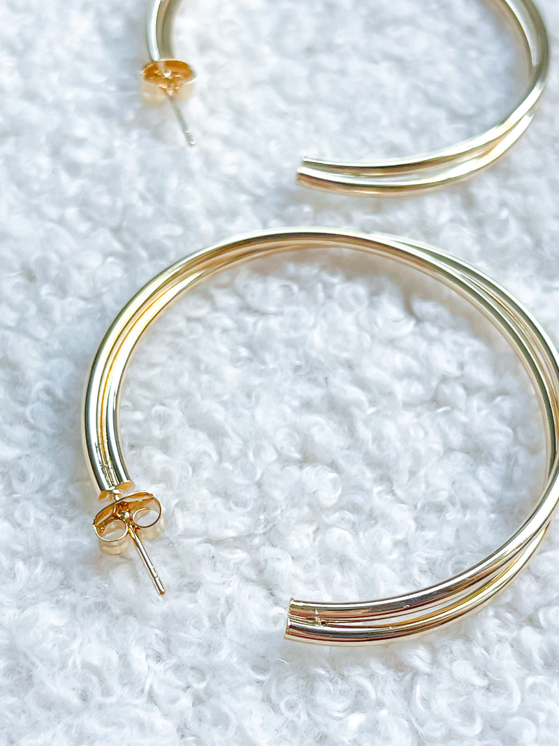 Wine Date 14K Gold Dipped Double Hoops