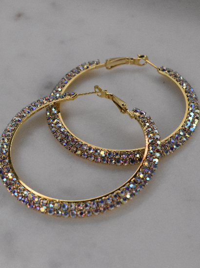 Extra Glam Small Rhinestone Hoops