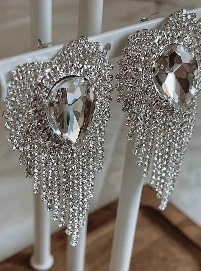 Diamond Heart Crystal Earrings